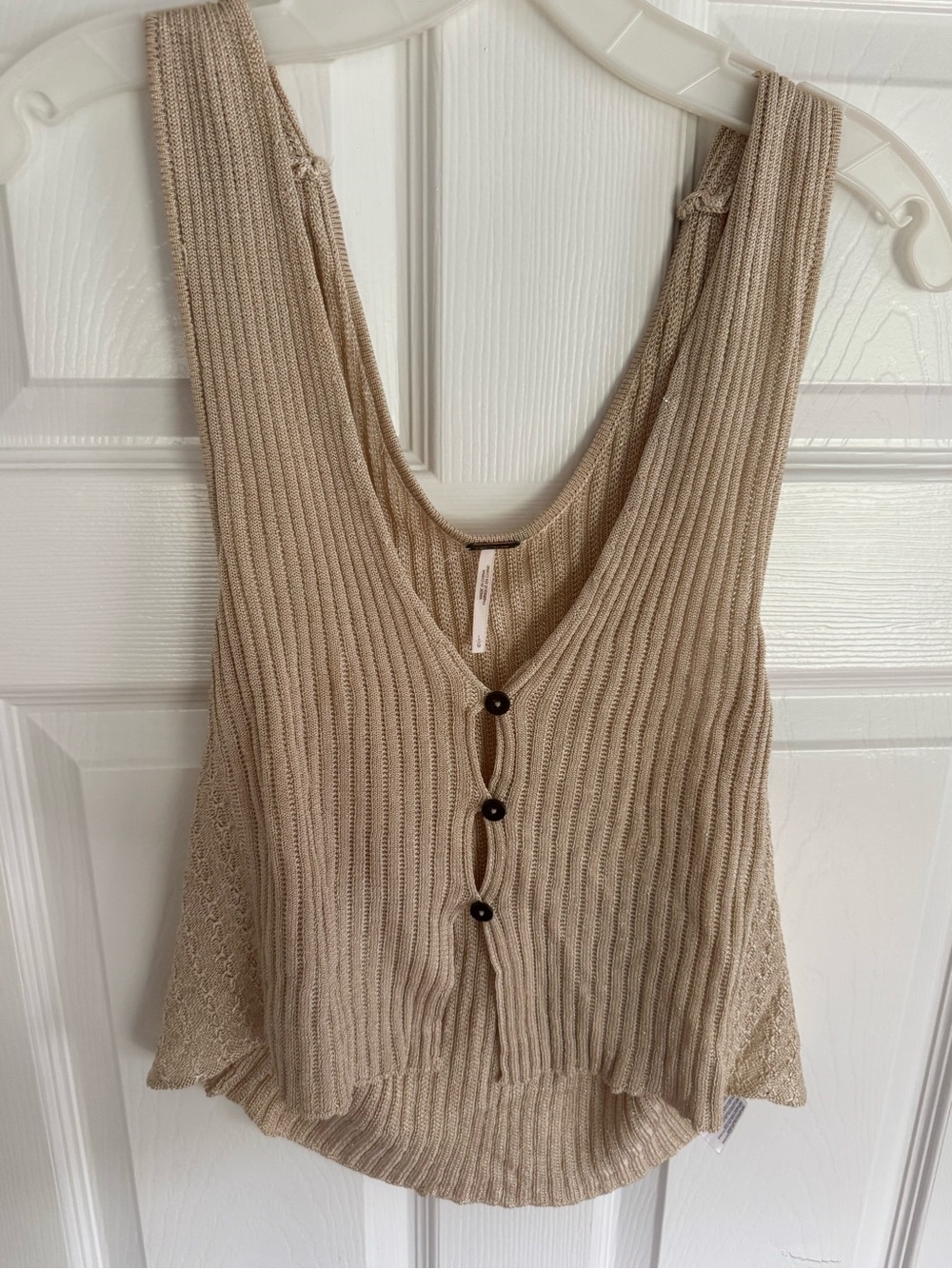 Free People Knit V‑Neck Tank in Beige